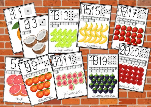 Plansze demonstracyjne Owoce 1-20