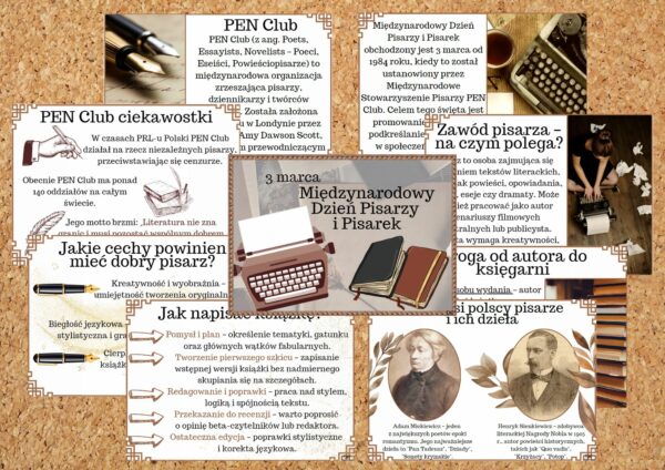 Gazetka szkolna Międzynarodowy Dzień Pisarzy i Pisarek