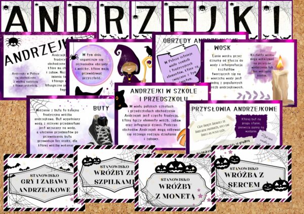 Zestaw Andrzejkowy Gazetka/girlandy/etykiety na stanowisko