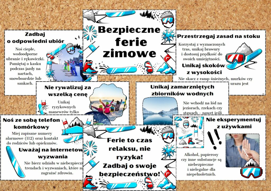 Bezpieczne ferie zimowe gazetka dla klas starszych