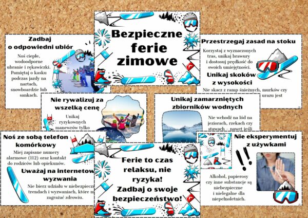 Bezpieczne ferie zimowe gazetka dla klas starszych