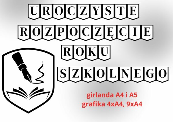 Girlanda na rozpoczęcie roku szkolnego/przedszkolnego czarno-biała