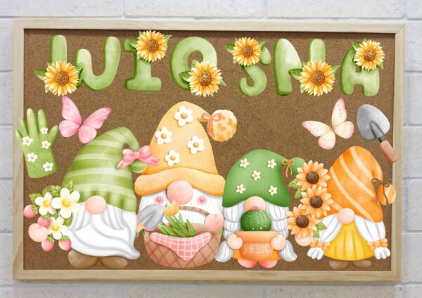 Wiosenne skrzaty dekoracja gazetki i przestrzeni szkolnej